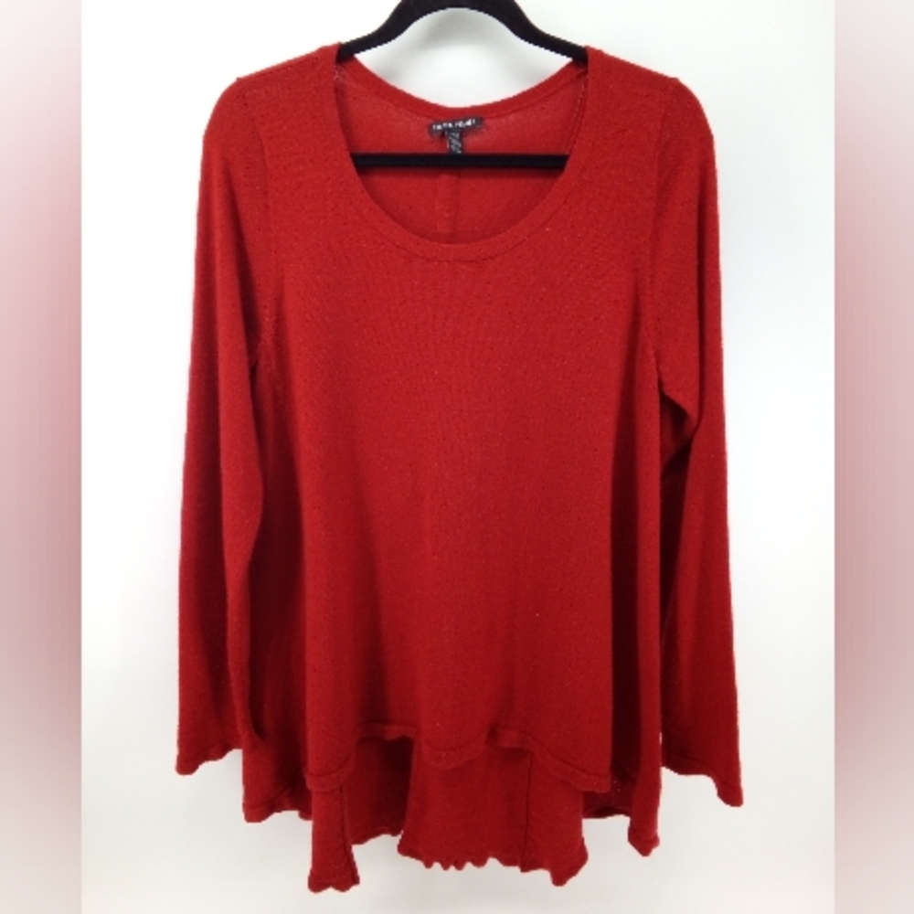 Eileen Fisher 100% Merino Wool Red Sweater Italian Yarn Fall Winter Warm Cozy